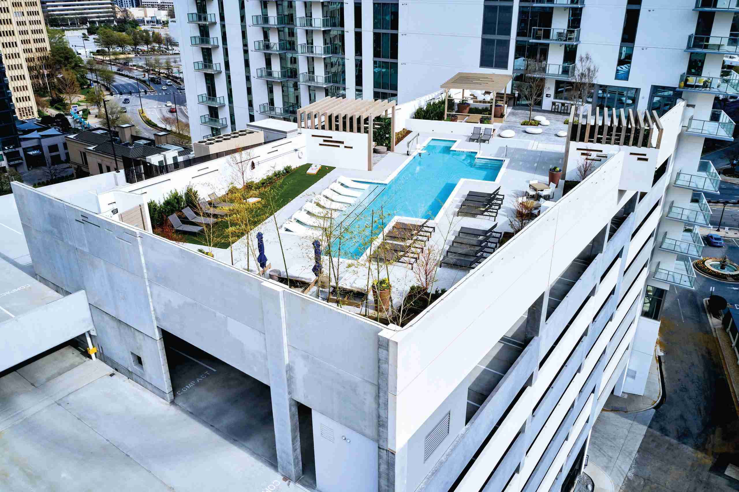 icon parking building pool and rooftop