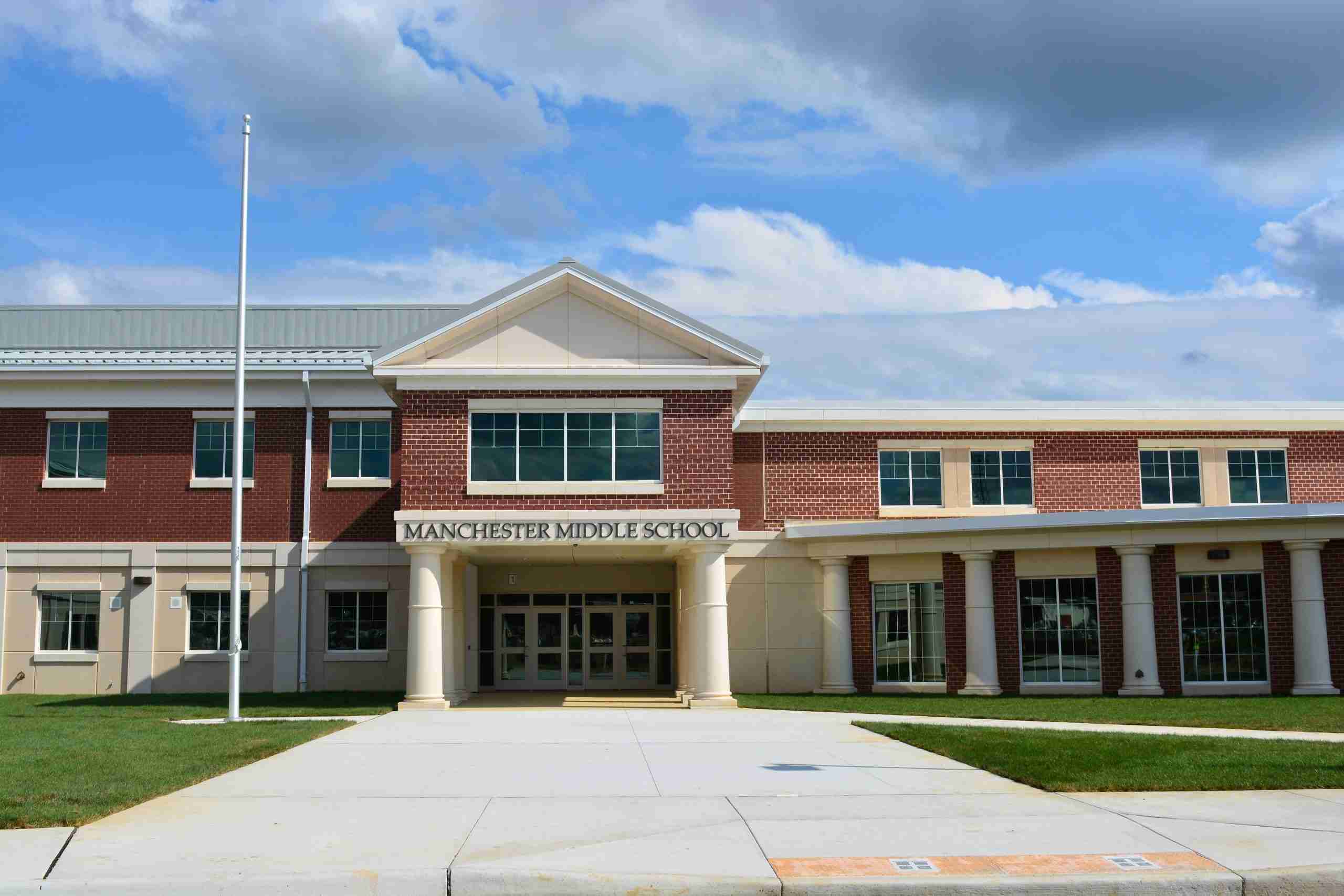 Exterior precast wall panels on Manchester Middle School