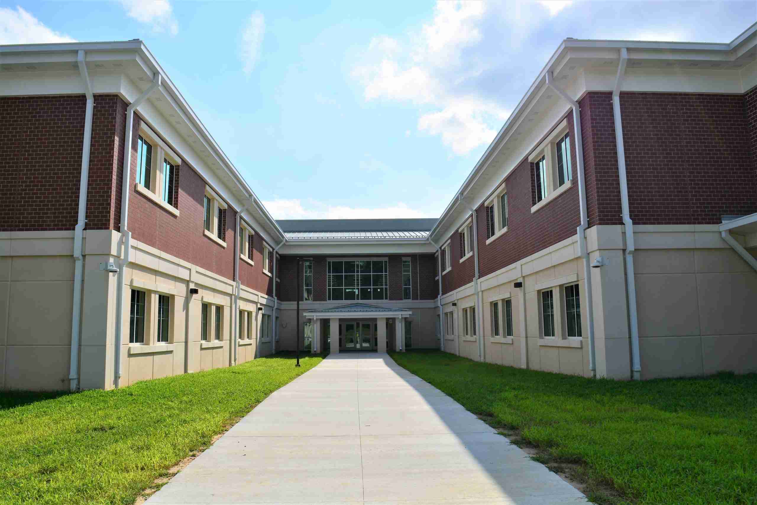 Precast wall panels shown on educational building in Virginia