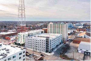 The Icon, a 12-story tower. The Icon is one of Tindall’s most recognizable precast concrete apartment buildings.